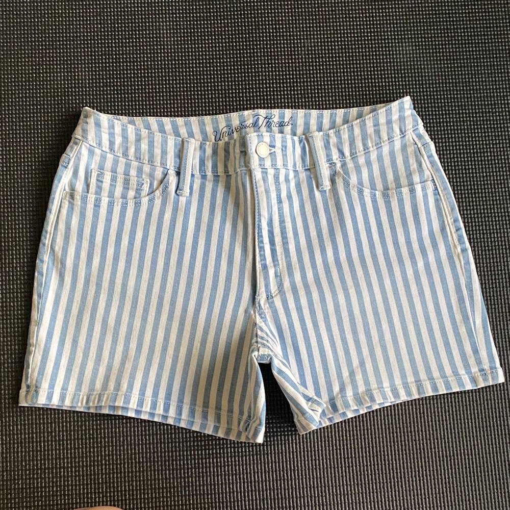 Universal Thread Light Blue and White Striped Jean Shorts